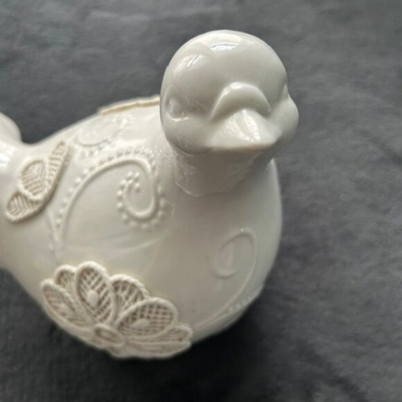 White Porcelain Floral Dove, 9"h - Picture 2 of 7